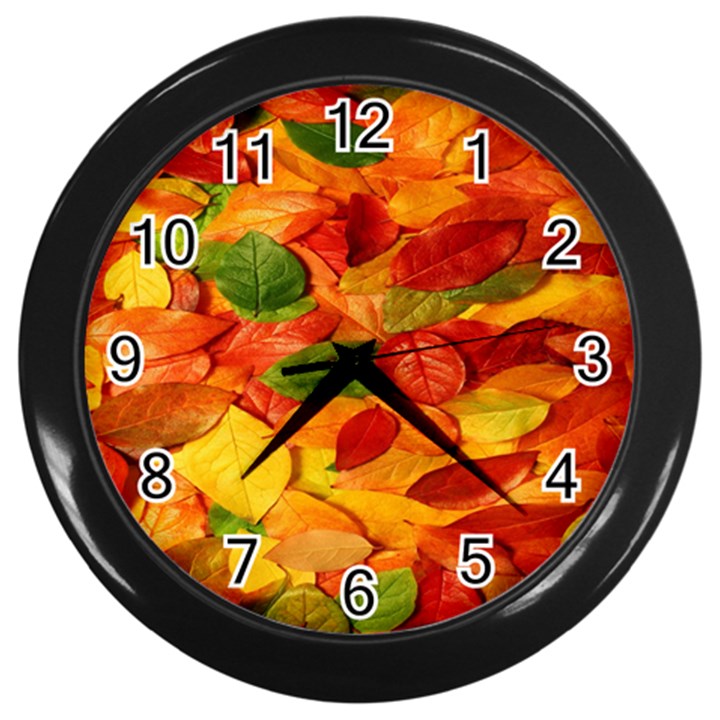 Leaves Texture Wall Clocks (Black)