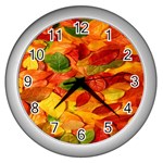 Leaves Texture Wall Clocks (Silver)  Front