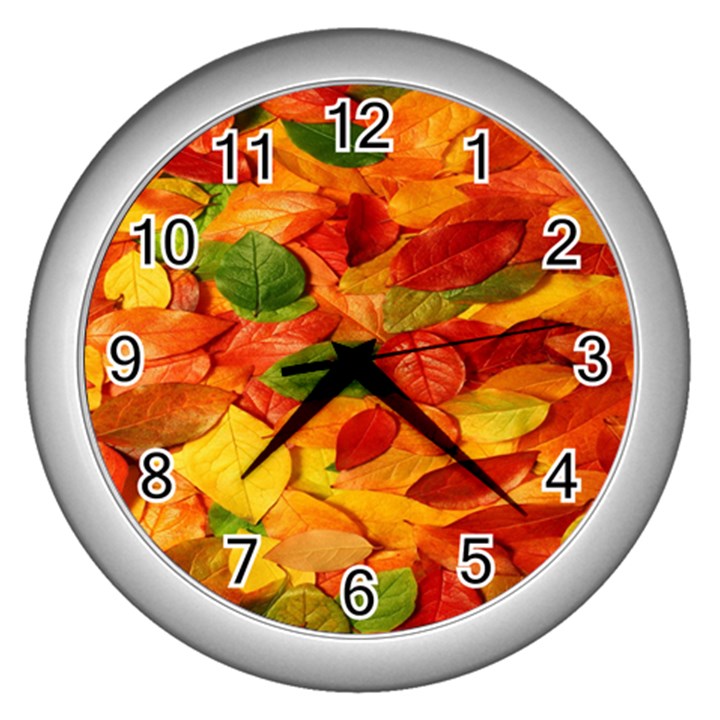 Leaves Texture Wall Clocks (Silver) 