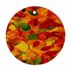 Leaves Texture Round Ornament (two Sides) by BangZart