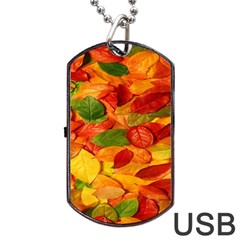 Leaves Texture Dog Tag Usb Flash (one Side) by BangZart