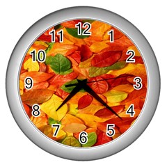 Leaves Texture Wall Clocks (silver)  by BangZart