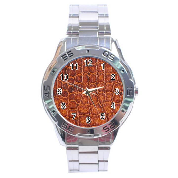 Crocodile Skin Texture Stainless Steel Analogue Watch