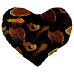 Gold Snake Skin Large 19  Premium Flano Heart Shape Cushions Front