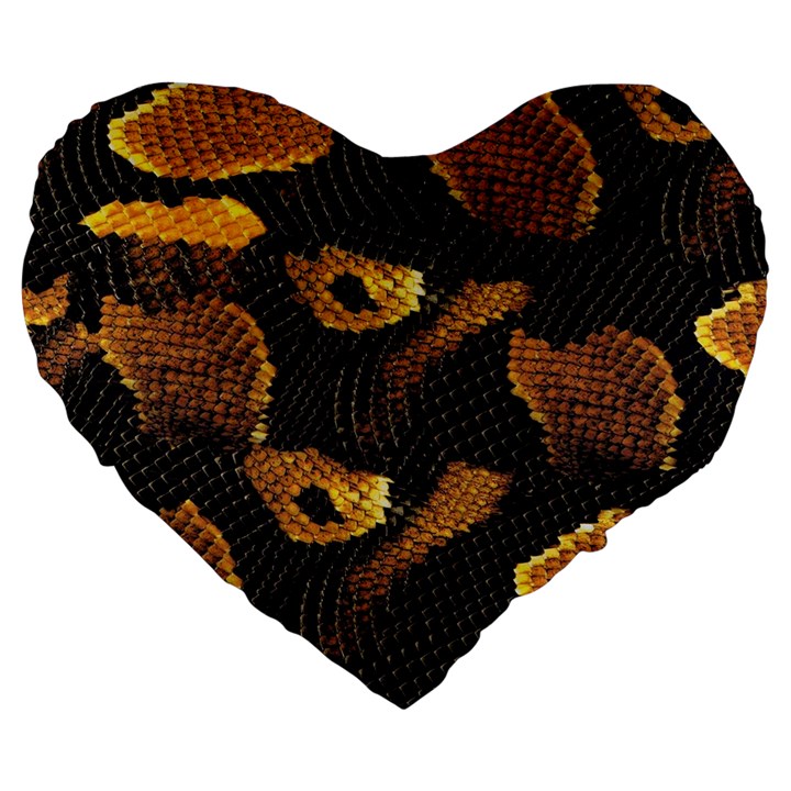 Gold Snake Skin Large 19  Premium Flano Heart Shape Cushions