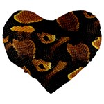 Gold Snake Skin Large 19  Premium Flano Heart Shape Cushions Back