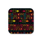 Bohemian Patterns Tribal Rubber Square Coaster (4 pack)  Front