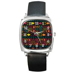 Bohemian Patterns Tribal Square Metal Watch by BangZart