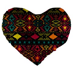 Bohemian Patterns Tribal Large 19  Premium Heart Shape Cushions