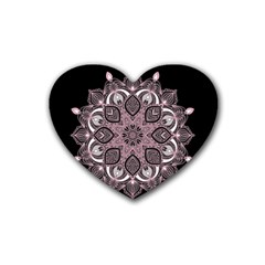 Ornate Mandala Rubber Coaster (heart)  by Valentinaart