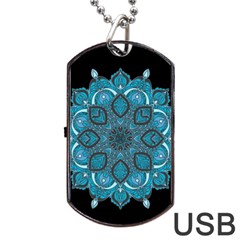 Ornate Mandala Dog Tag Usb Flash (one Side) by Valentinaart