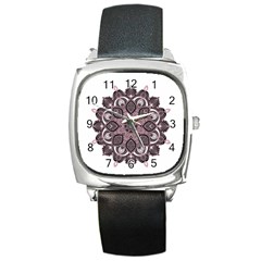 Ornate Mandala Square Metal Watch by Valentinaart