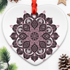 Ornate Mandala Heart Ornament (two Sides)