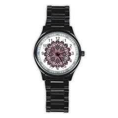 Ornate Mandala Stainless Steel Round Watch by Valentinaart