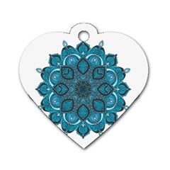 Ornate Mandala Dog Tag Heart (one Side) by Valentinaart