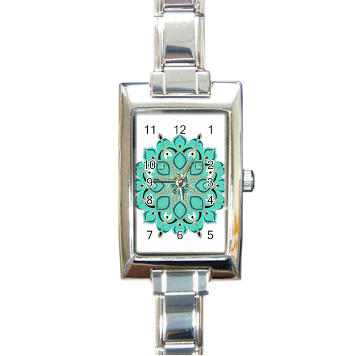 Ornate mandala Rectangle Italian Charm Watch