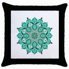 Ornate Mandala Throw Pillow Case (black) by Valentinaart