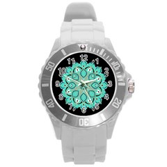 Ornate Mandala Round Plastic Sport Watch (l) by Valentinaart