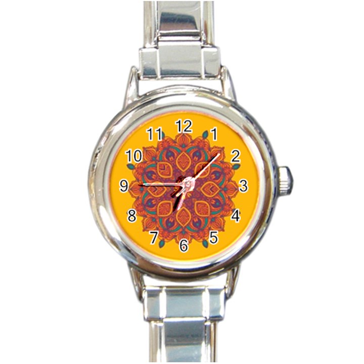 Ornate mandala Round Italian Charm Watch