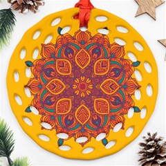 Ornate Mandala Round Filigree Ornament (two Sides) by Valentinaart