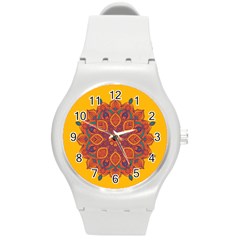 Ornate Mandala Round Plastic Sport Watch (m) by Valentinaart