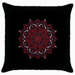 Ornate Mandala Throw Pillow Case (black) by Valentinaart