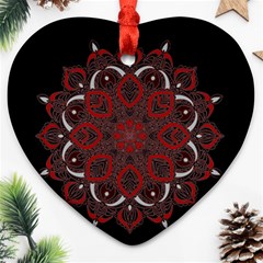 Ornate Mandala Heart Ornament (two Sides) by Valentinaart