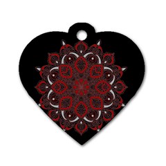 Ornate Mandala Dog Tag Heart (one Side) by Valentinaart