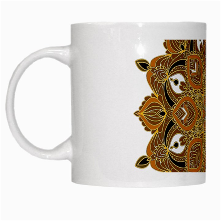 Ornate mandala White Mugs