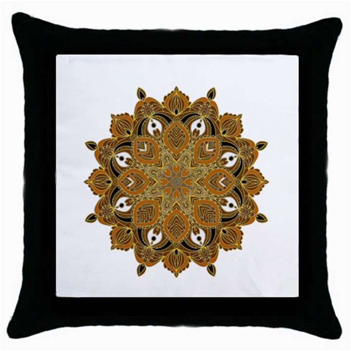 Ornate mandala Throw Pillow Case (Black)