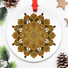 Ornate Mandala Round Ornament (two Sides) by Valentinaart