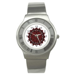 Ornate Mandala Stainless Steel Watch by Valentinaart