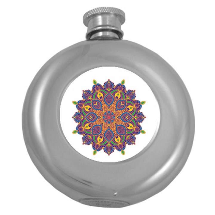 Ornate mandala Round Hip Flask (5 oz)