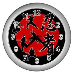 Ninja Wall Clocks (silver)  by Valentinaart