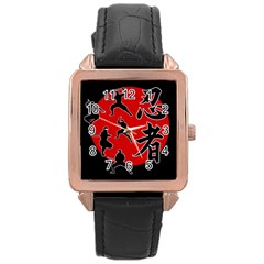 Ninja Rose Gold Leather Watch  by Valentinaart