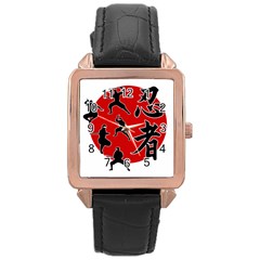 Ninja Rose Gold Leather Watch  by Valentinaart