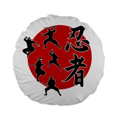 Ninja Standard 15  Premium Flano Round Cushions by Valentinaart