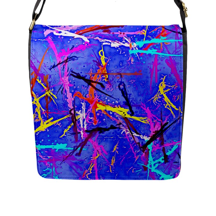 Paint splashes                       Flap Closure Messenger Bag (L)