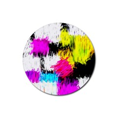 Colorful Blurry Paint Strokes                         Rubber Coaster (round) by LalyLauraFLM