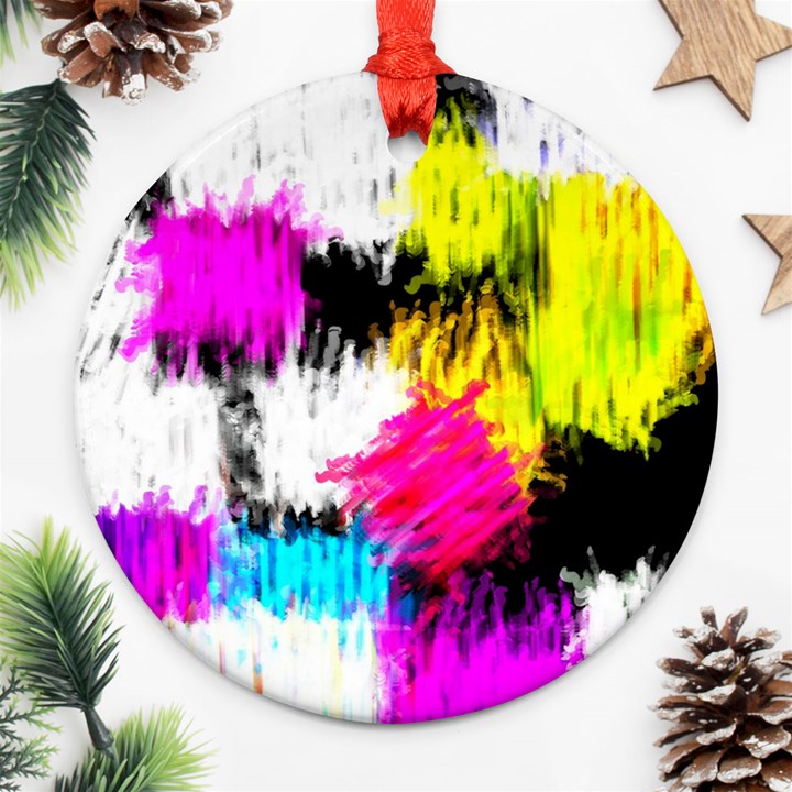 Colorful blurry paint strokes                         Ornament (Round)