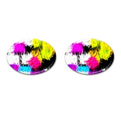 Colorful Blurry Paint Strokes                         Cufflinks (oval) by LalyLauraFLM