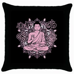 Ornate Buddha Throw Pillow Case (black) by Valentinaart