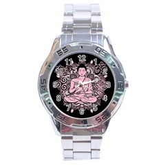 Ornate Buddha Stainless Steel Analogue Watch by Valentinaart