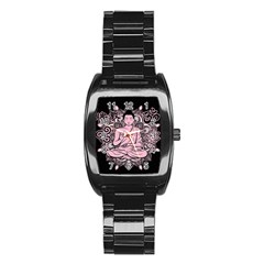 Ornate Buddha Stainless Steel Barrel Watch by Valentinaart