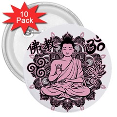 Ornate Buddha 3  Buttons (10 Pack)  by Valentinaart