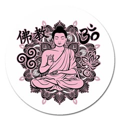 Ornate Buddha Magnet 5  (round) by Valentinaart