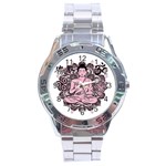 Ornate Buddha Stainless Steel Analogue Watch Front