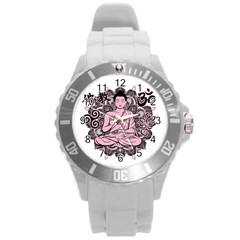 Ornate Buddha Round Plastic Sport Watch (l)