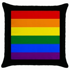 Pride Rainbow Flag Throw Pillow Case (black) by Valentinaart