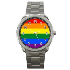 Pride Rainbow Flag Sport Metal Watch by Valentinaart